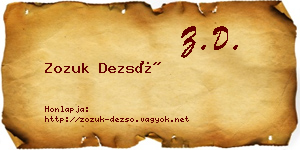 Zozuk Dezső névjegykártya
